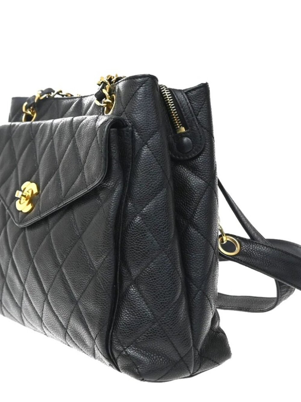 CHANEL CC Logo Chain Shoulder Bag Grained Calfskin Leather BK GHW Italy - Picture 4 of 16